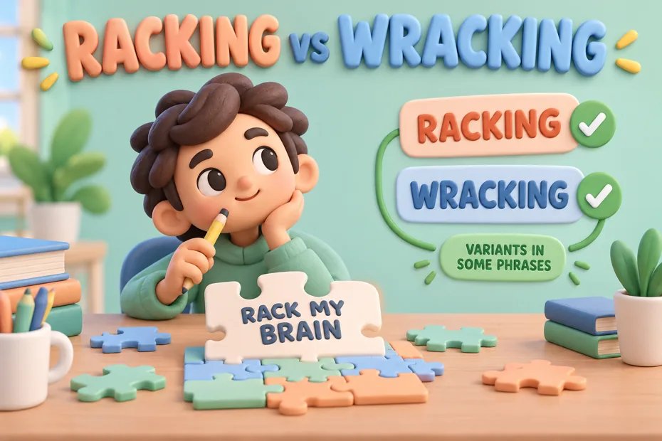 Student considers rack my brain with racking and wracking variant cards