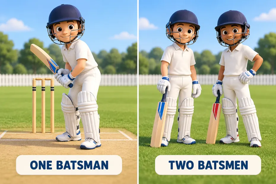 One batsman and two batsmen show singular and plural