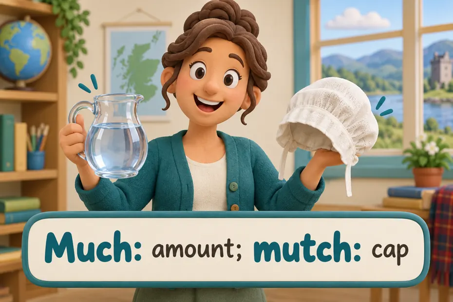 Much: amount; mutch: cap