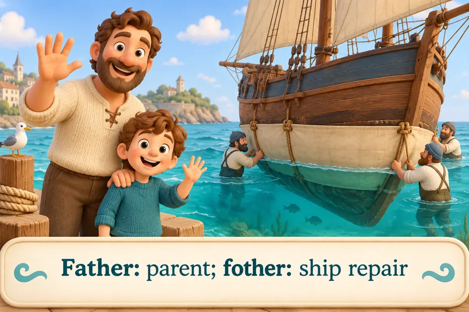 Father: parent; fother: ship repair