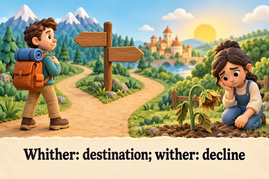 Whither: destination; wither: decline