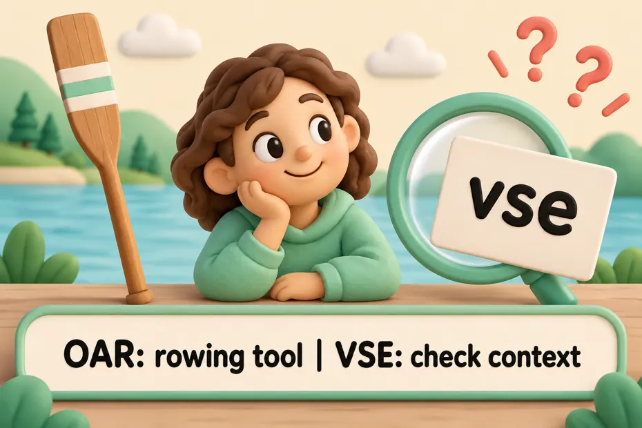 Oar: rowing tool; vse: check context