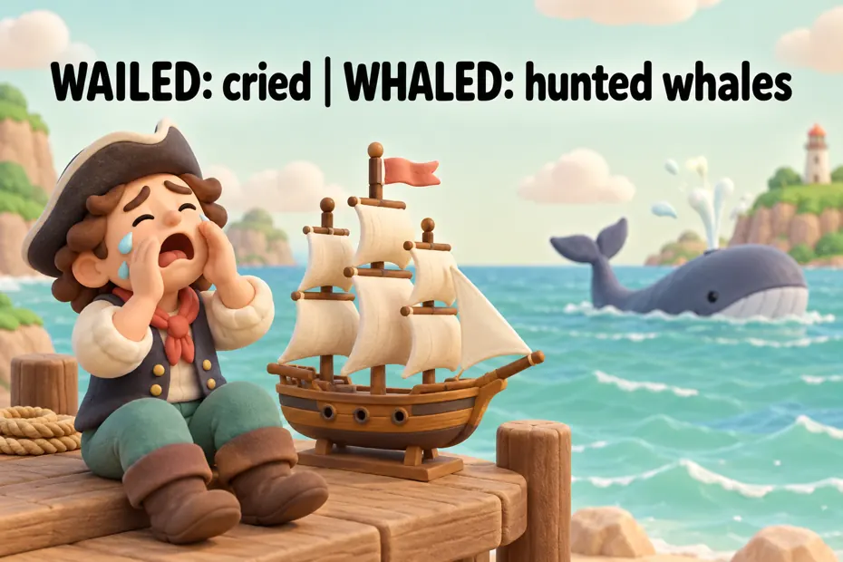 Wailed: cried; whaled: hunted whales