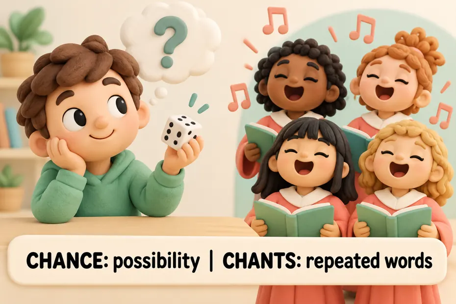 Chance: possibility; chants: repeated words