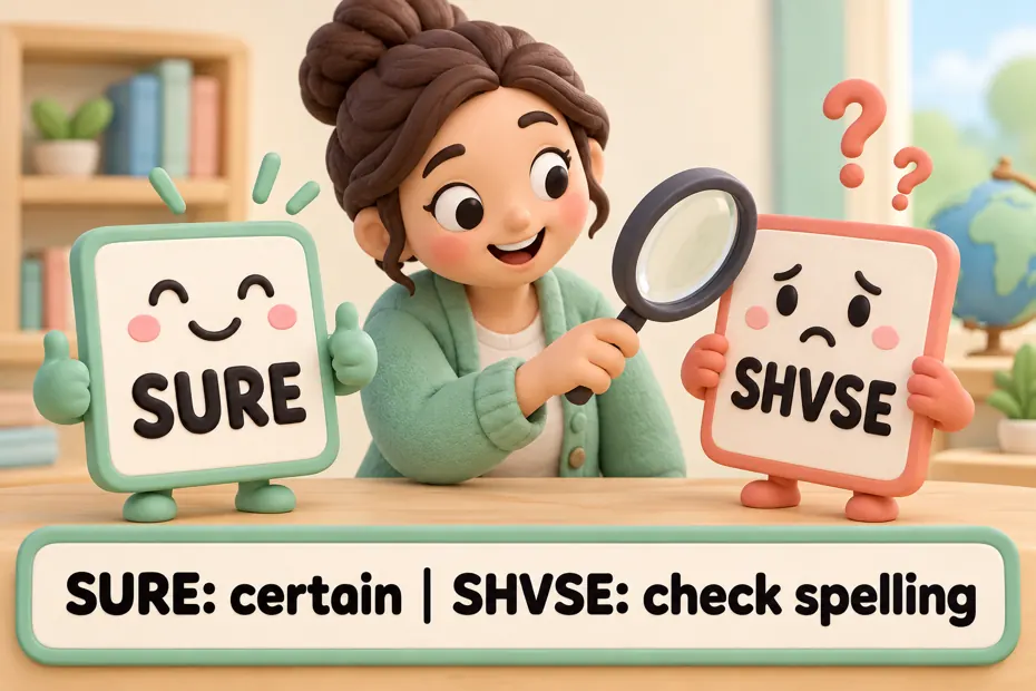 Sure: certain; shvse: check spelling