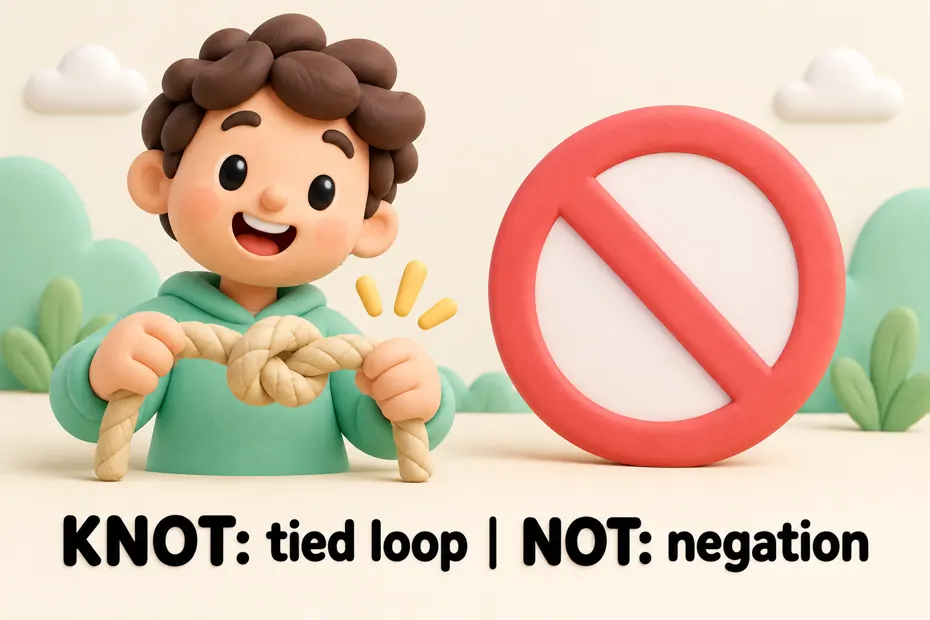 Knot: tied loop; not: negation