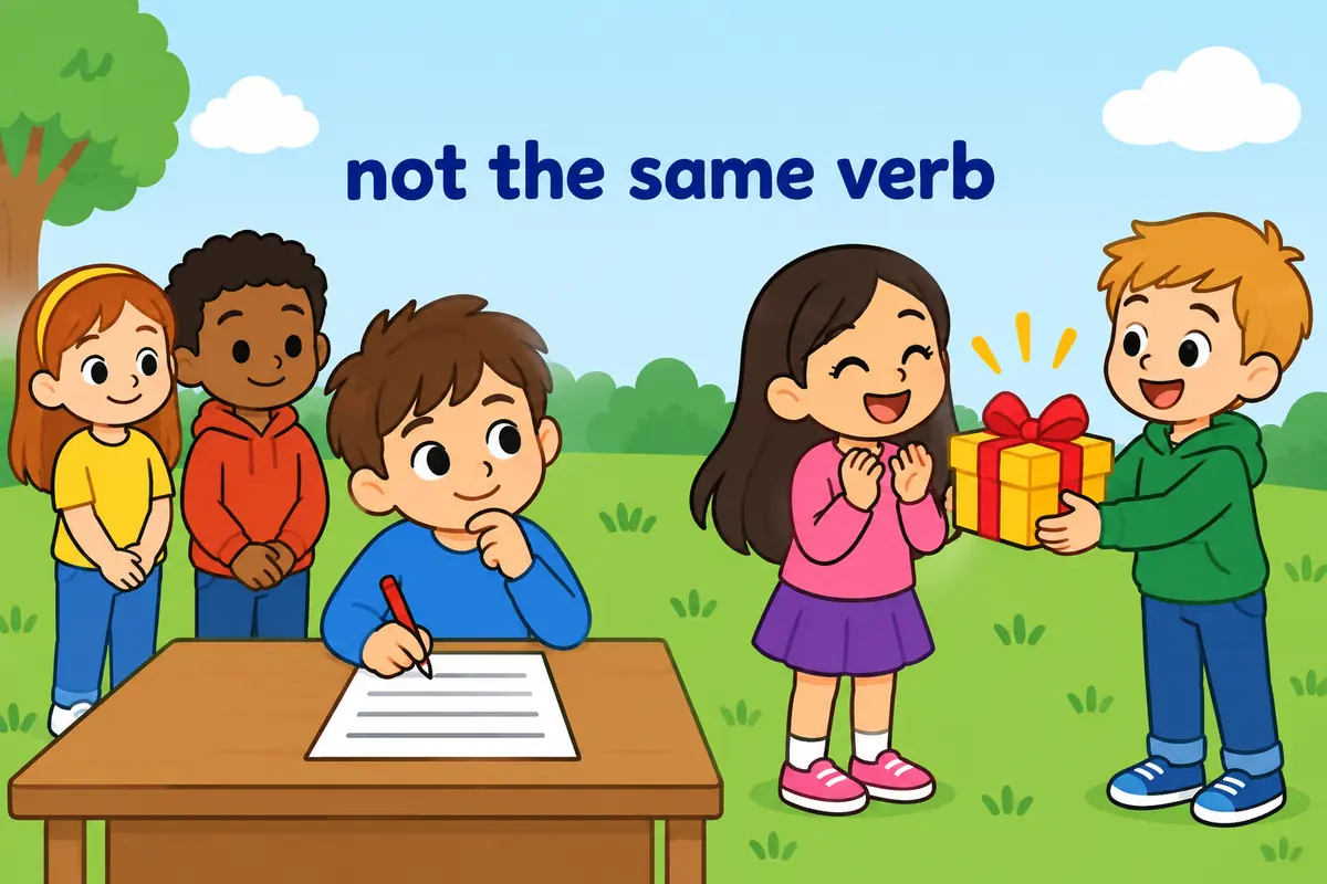 A cartoon single scene contrasts a reluctant child agreeing to a rule with a happy child receiving a wrapped gift.