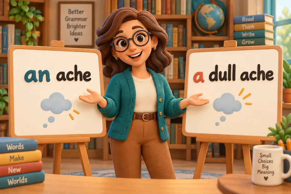 An ache and a dull ache show the article choice