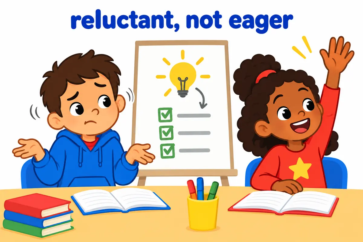 Reluctant acceptance differs from cheerful agreement, shown together in one classroom scene.