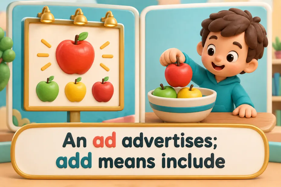 An ad advertises; add means include