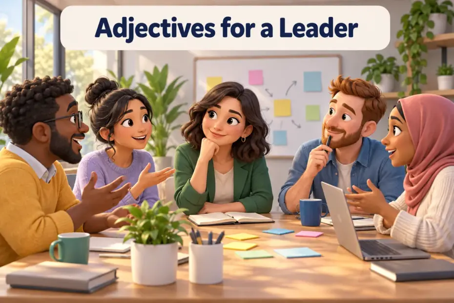 A diverse group shares ideas around a table while a leader listens.