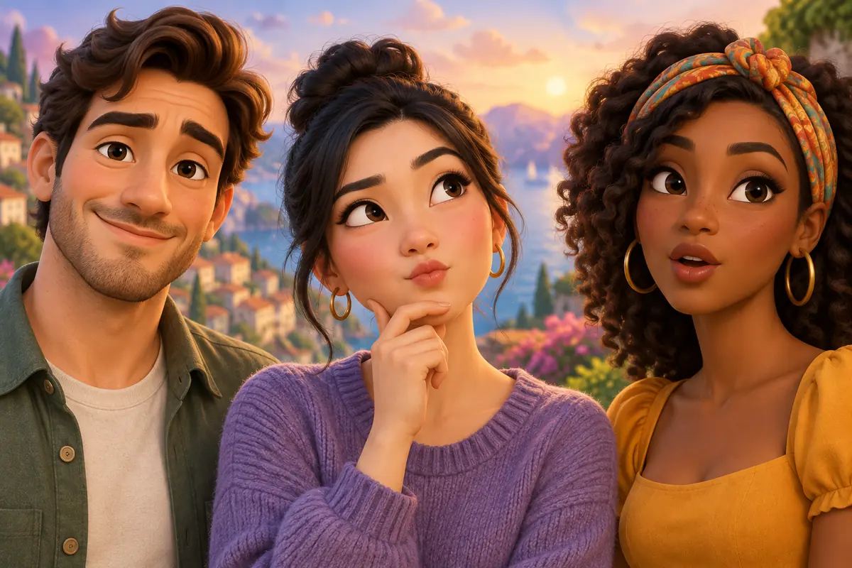 Three stylized faces show a smile, pursed lips, and parted lips.