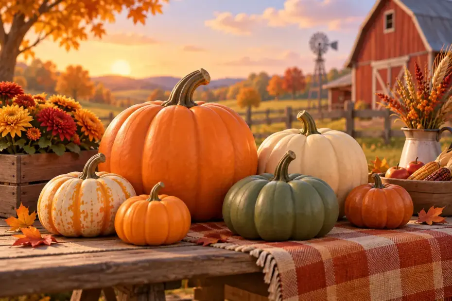 Pumpkins vary in size, shape, and color.
