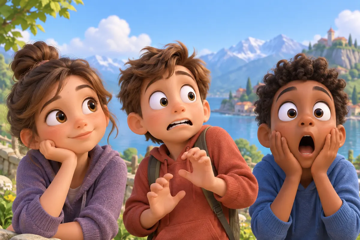 Three faces show curiosity, a sudden startle, and deep astonishment.