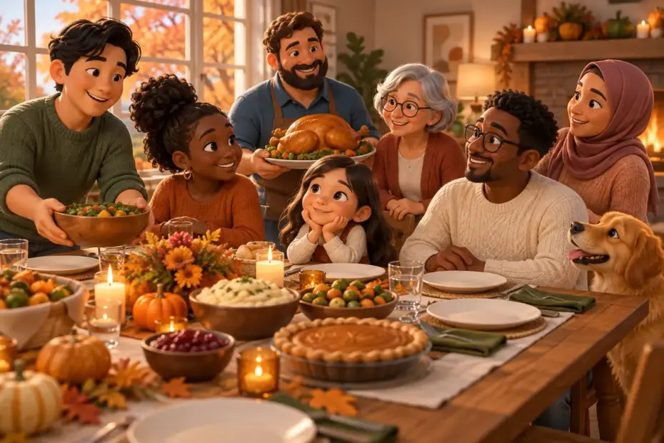A welcoming autumn dinner table with varied dishes.