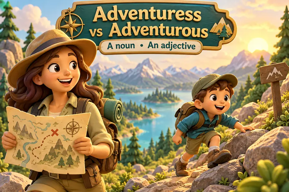 Adventuress vs adventurous: a noun versus an adjective