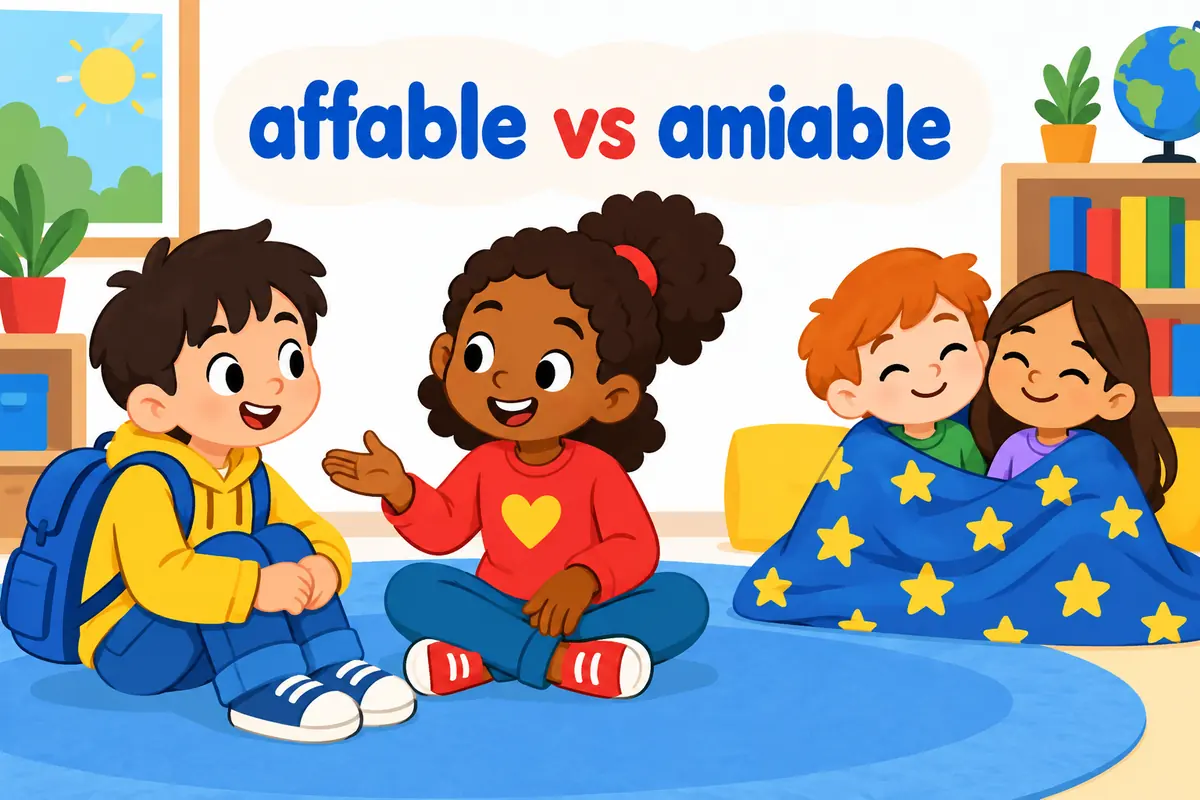 Affable stresses ease in conversation, while amiable stresses kindness of character.