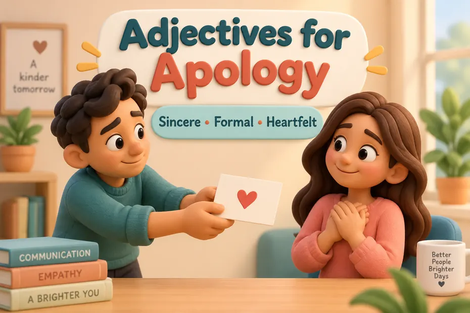 Adjectives for apology: sincere, formal, and heartfelt.