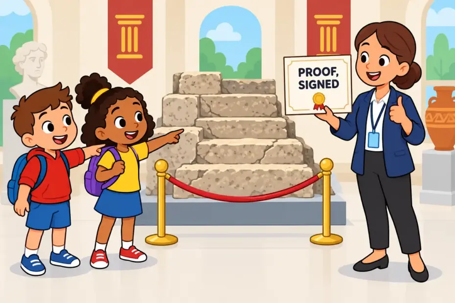 A guide confirms evidence for visitors, illustrating attest in a sentence as stating or verifying that something is true.