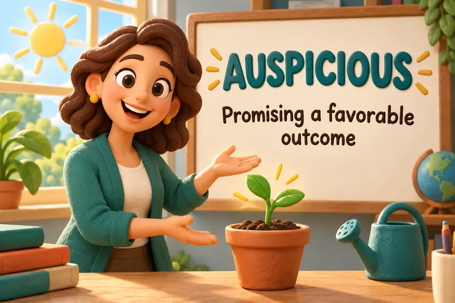 Auspicious means promising a favorable outcome.