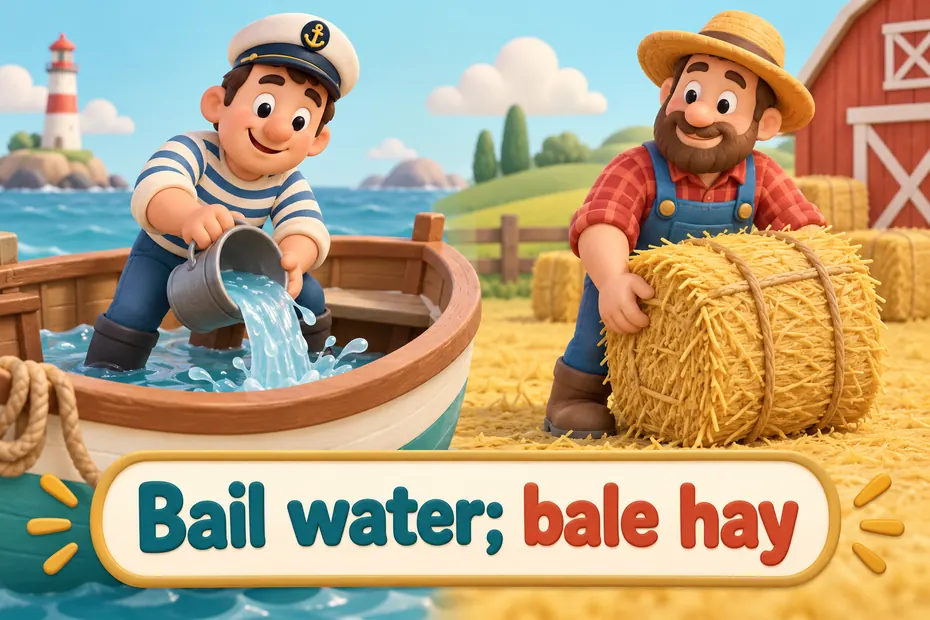 Bail water; bale hay