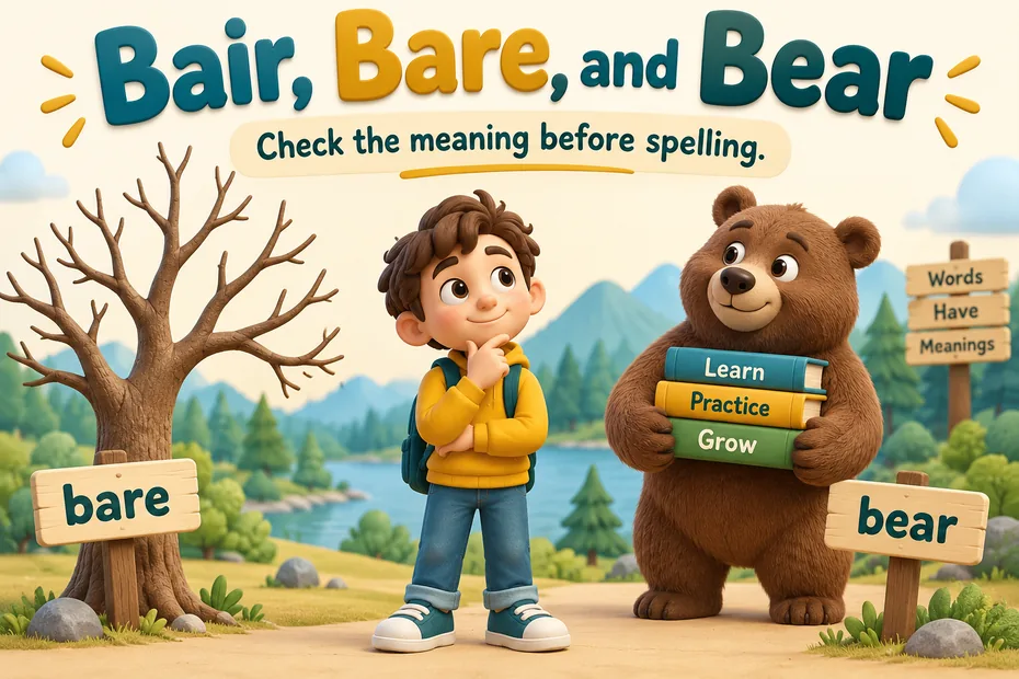 Bair, bare, and bear: check meaning before spelling