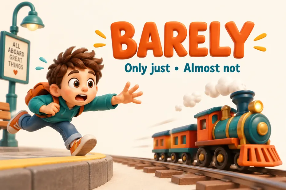 Barely means only just or almost not.