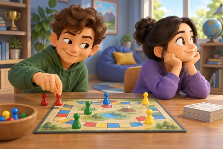 A player secretly moves an extra piece during a board game while the other player looks away, illustrating dishonest conduct.