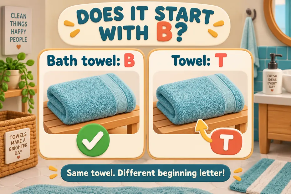 Bath towel starts with B; towel starts with T. Check the full written name.
