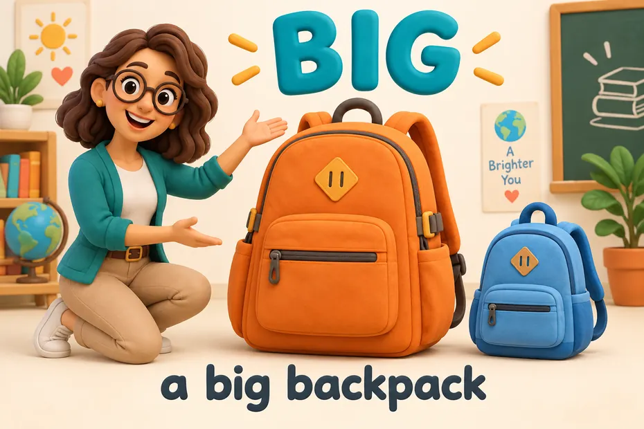 Big describes the size of a backpack.