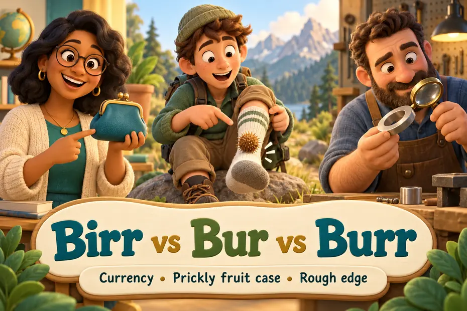 Birr vs bur vs burr: currency, prickly fruit case, and rough edge