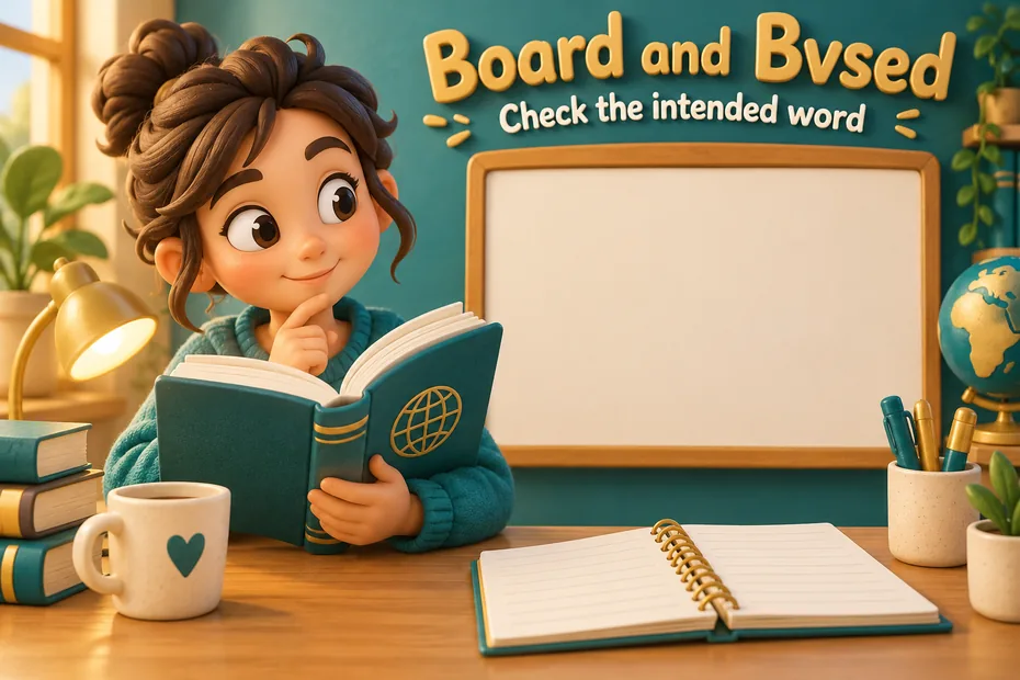 Board and bvsed: check the intended word