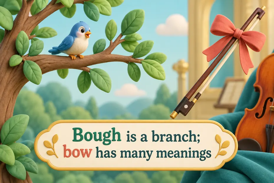Bough is a branch; bow has many meanings