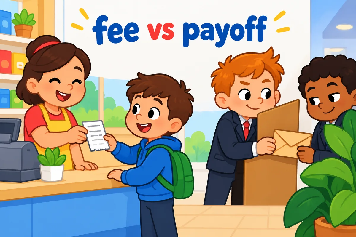 A single cartoon scene contrasts a fair payment receipt with a hidden envelope passed in shadows as a payoff.