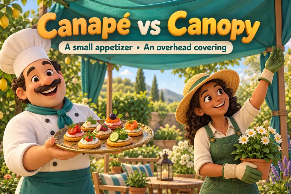 Canapé vs canopy: a small appetizer and an overhead covering