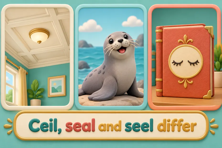 Ceil, seal and seel differ