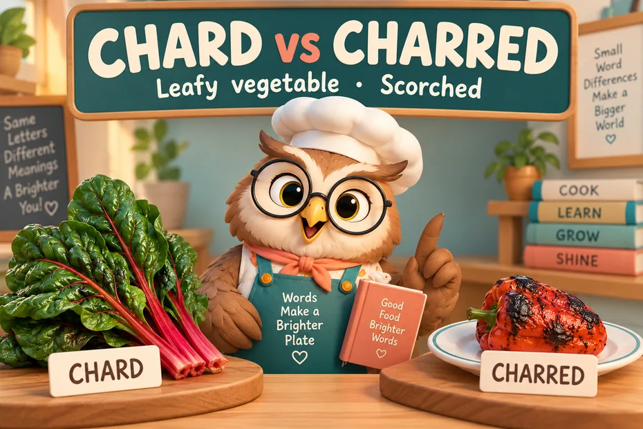 Chard is a leafy vegetable; charred means scorched