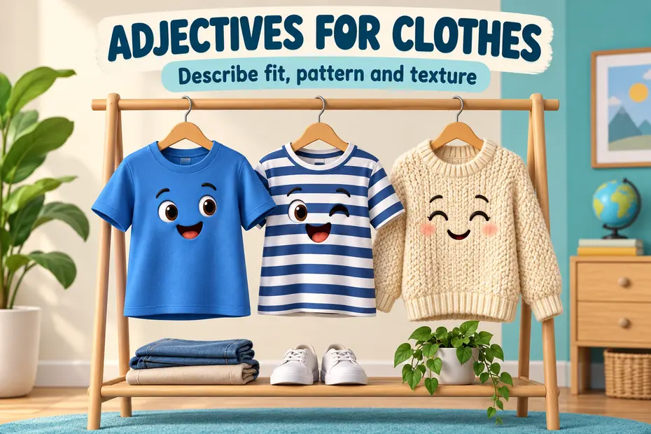 Adjectives for clothes describe fit, pattern and texture.