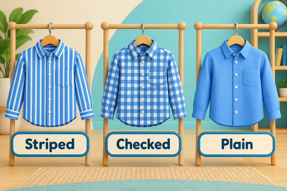 Striped, checked and plain shirt patterns.