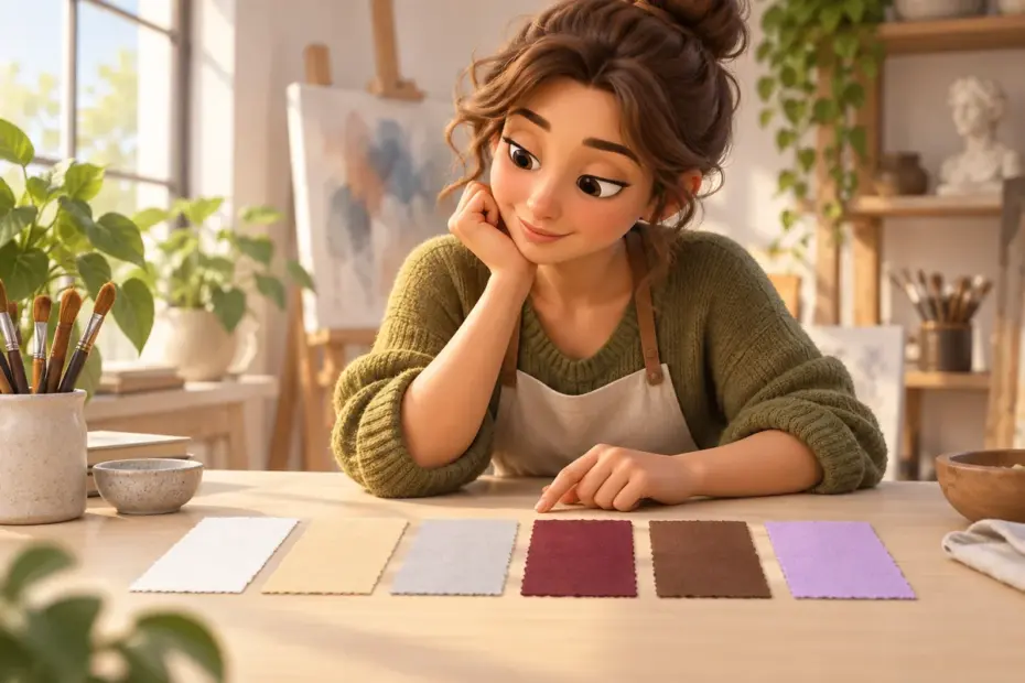 An artist compares pale neutrals and richer W color families.