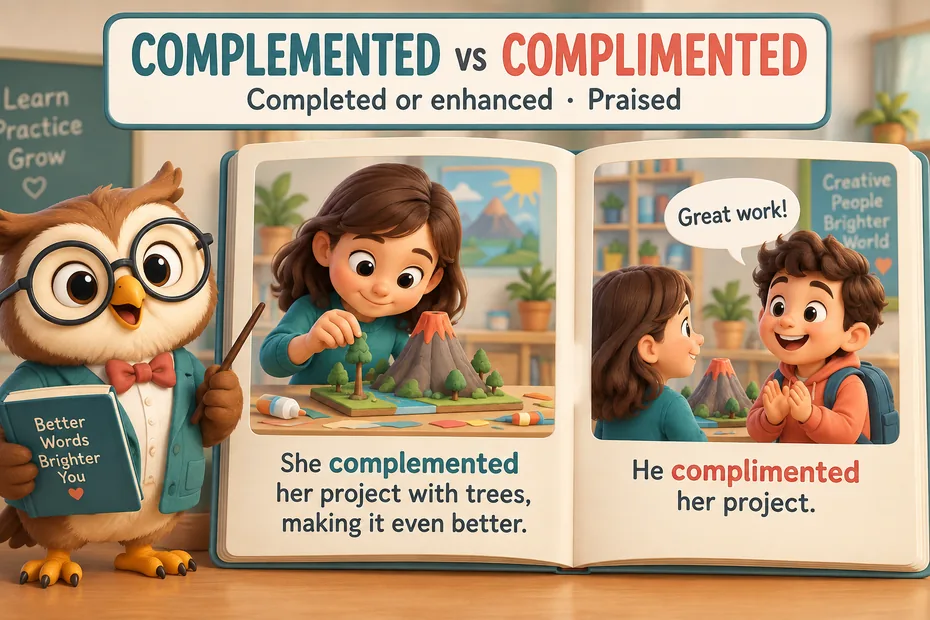 Complemented means completed or enhanced; complimented means praised.