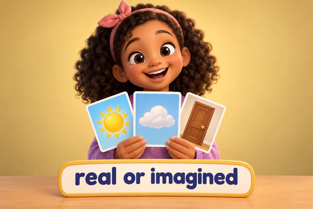 Cartoon child holds three cards labelled with a sun, a cloud and a closed door as condition types.