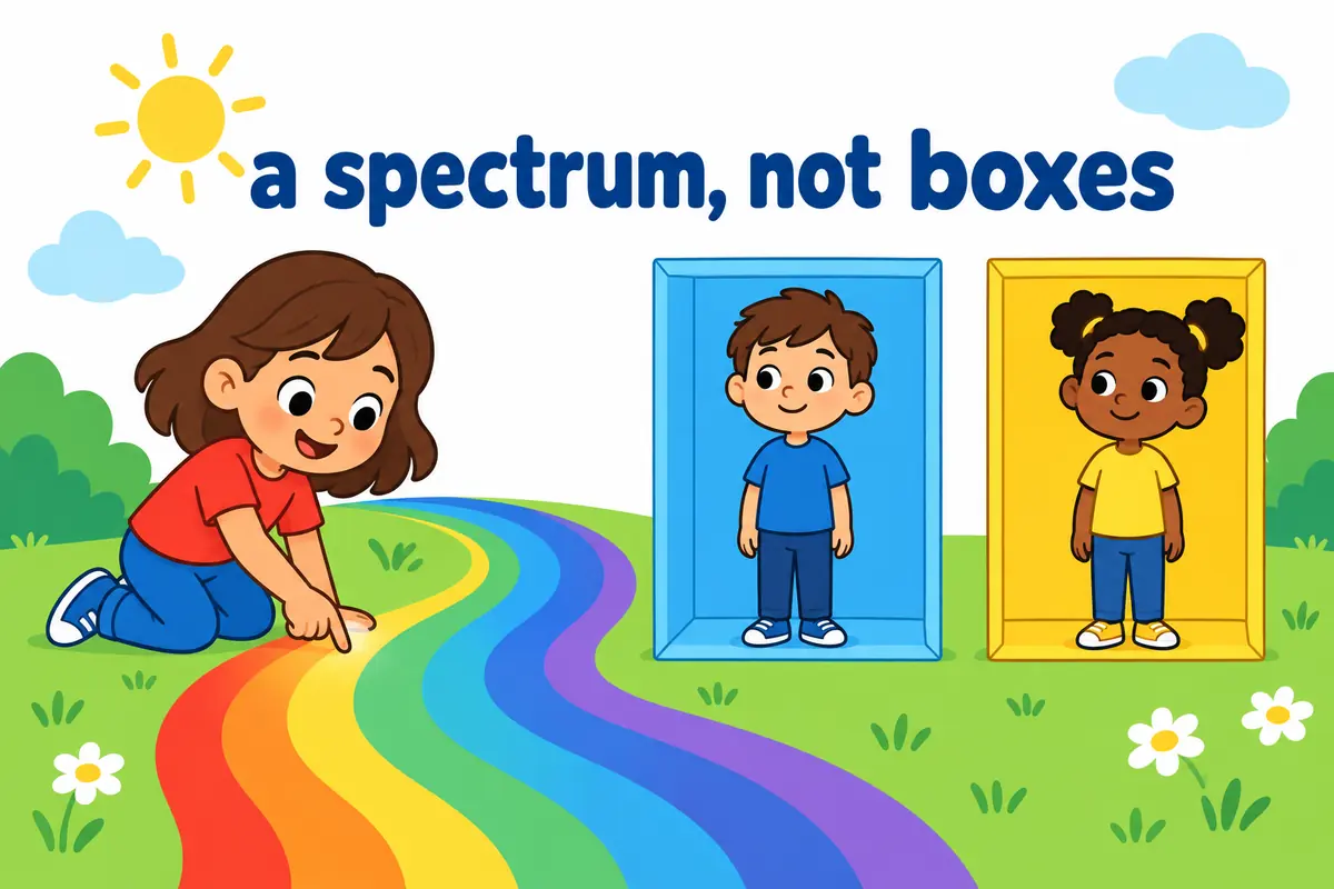 A cartoon scene contrasts a smooth shaded ribbon on one side with two rigid labelled boxes on the other.