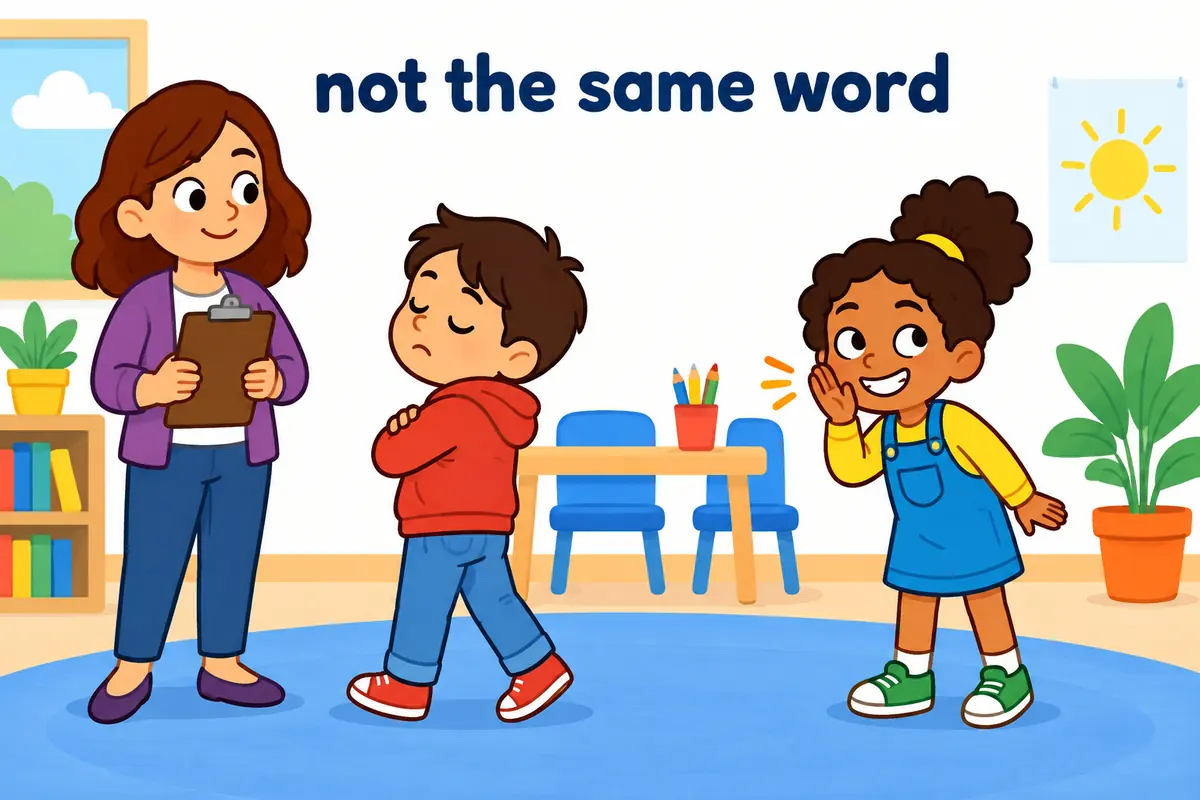 A cartoon single scene contrasts a child refusing an instruction with a child making a rude remark.