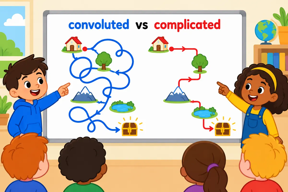 A tangled route is convoluted, unlike a direct route, in one unified diagram.