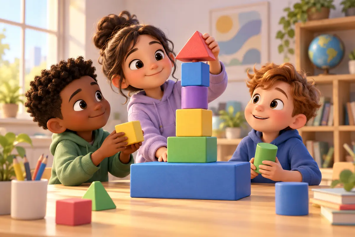 A broad block supports a stable tower.