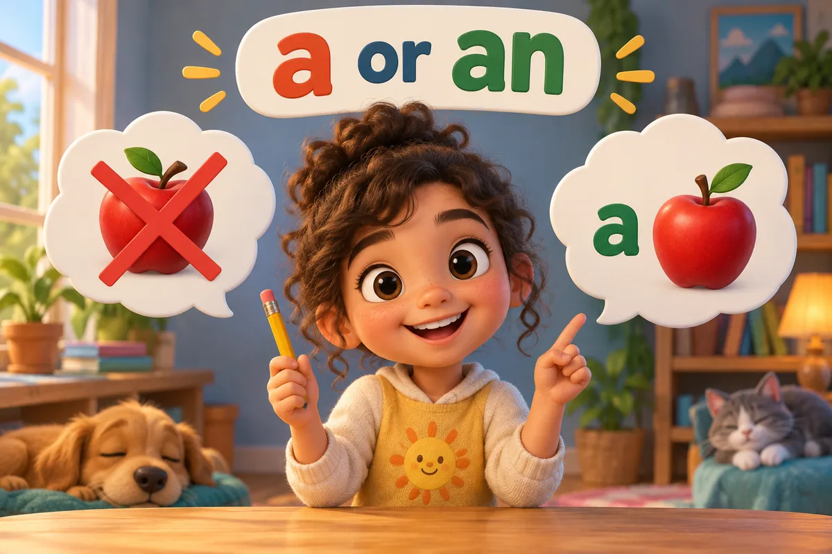 Cartoon child holds a single pencil and a sign asking for a pencil, the first version crossed out.