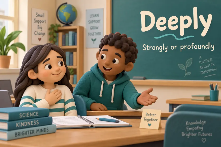Deeply means strongly or profoundly.
