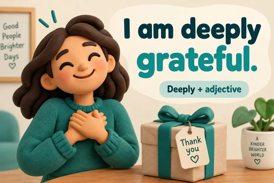 I am deeply grateful: deeply modifies an adjective.