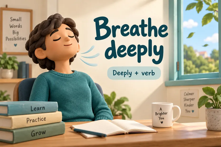 Breathe deeply: deeply modifies a verb.